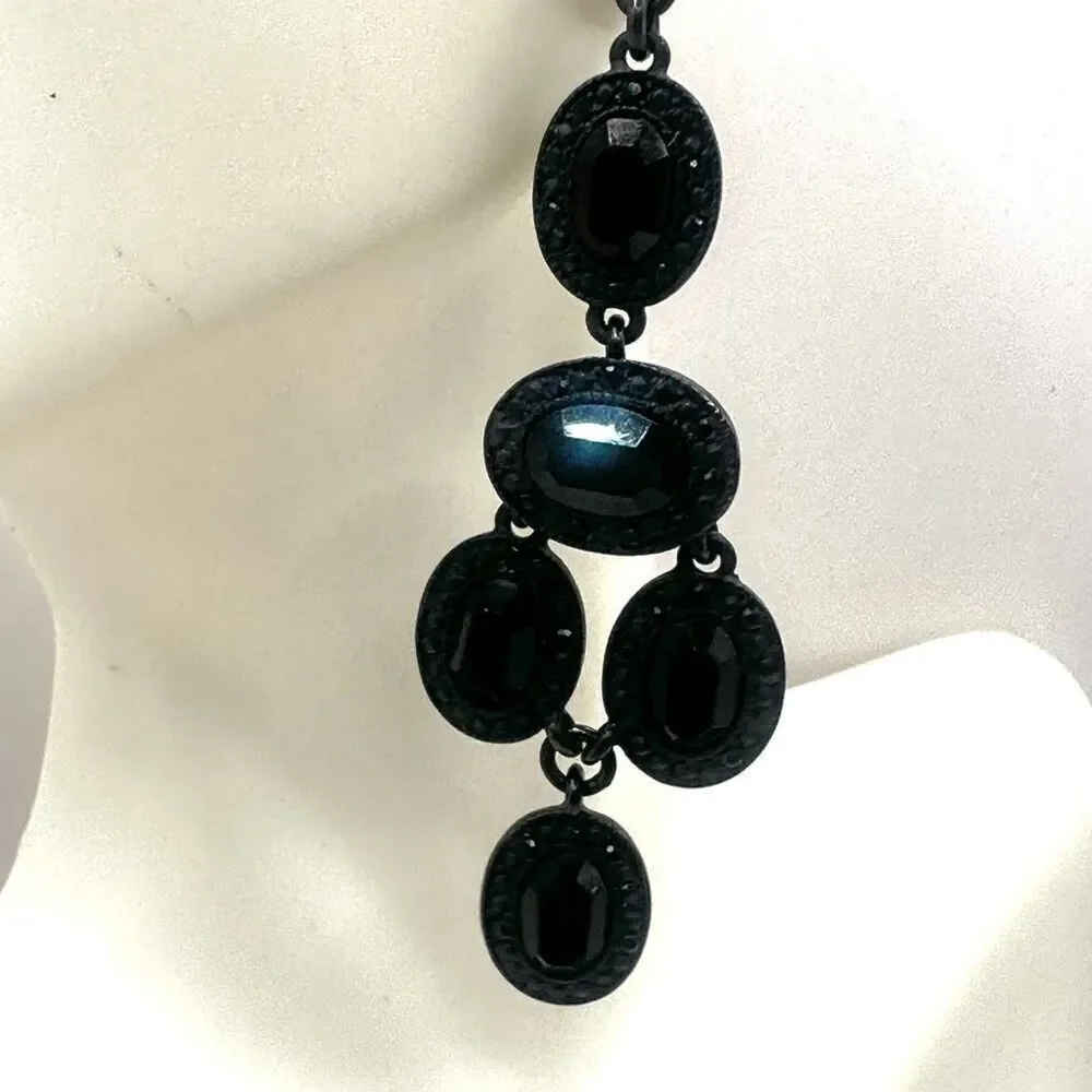 Black beaded long earrings